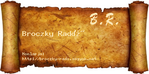 Broczky Radó névjegykártya